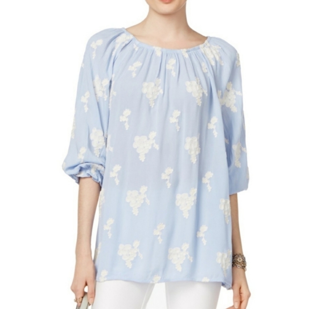 Chelsea and Theodore Women's‎ M Embroidered Peasant Floral Top Blouse